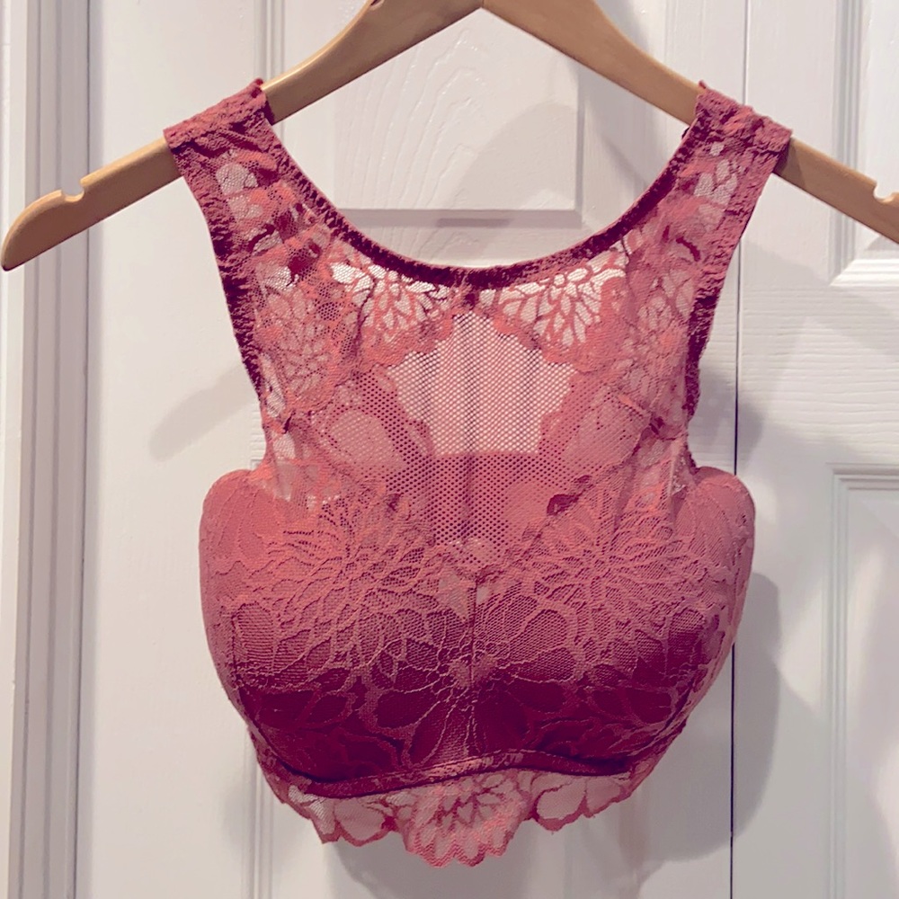 Padded PINK lace bralette top